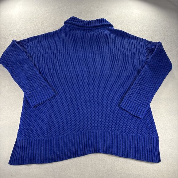 Ralph Lauren LRL Womens Sweater Med Cotton Blend Royal Blue V Neck Collar - Picture 8 of 10